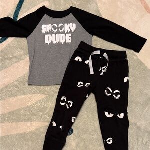 EUC Spooky Dude Raglan Shirt and Eye Print Pants Set Size 2T